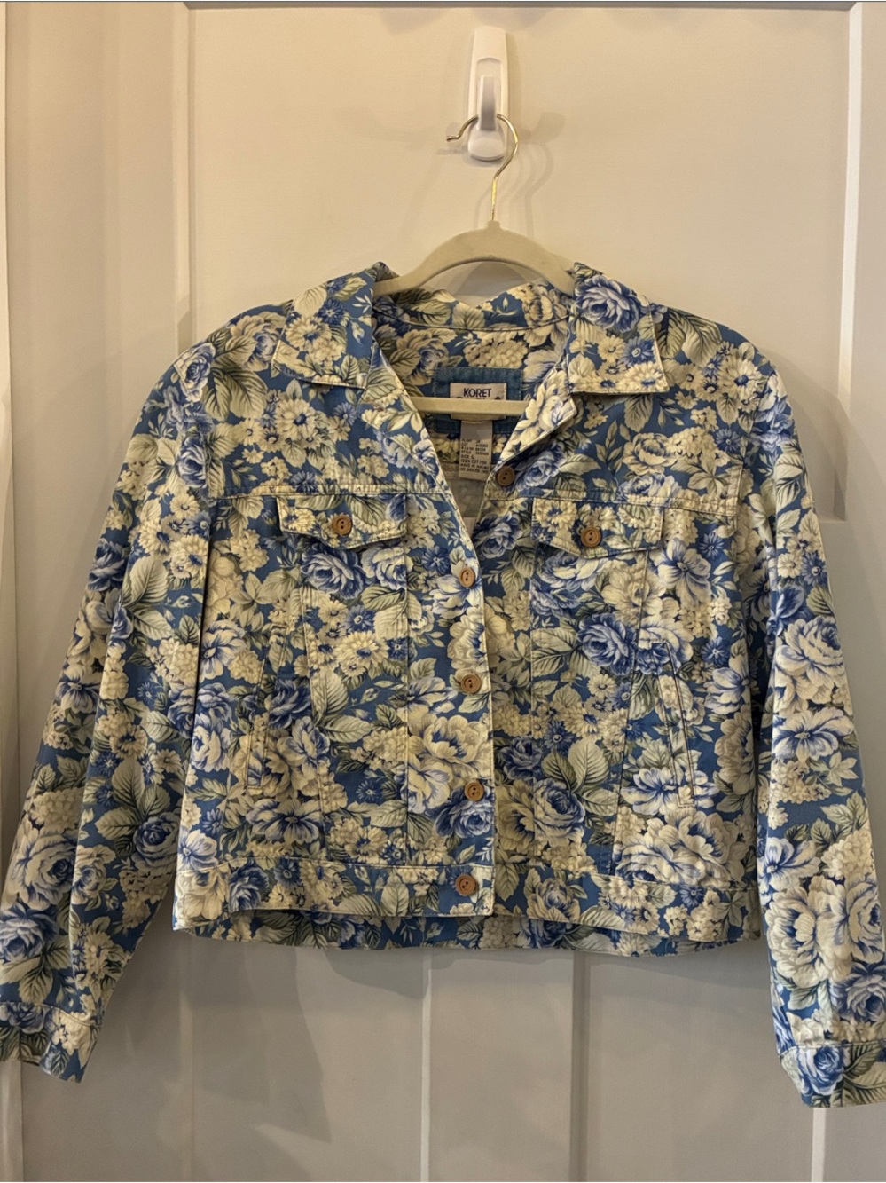 Koret Blue & Cream Floral Crop Jacket